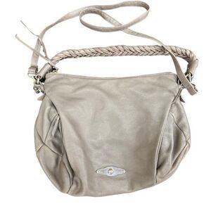 Elliot Lucca tan leather shoulder bag With Braided Handle.